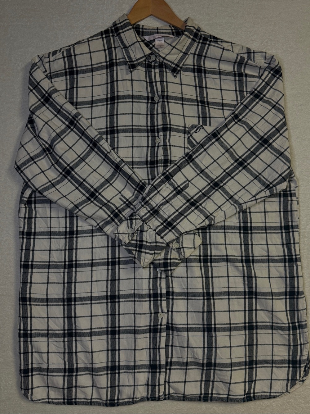 Victoria's Secret White and Black Plaid Button-Down Shirt